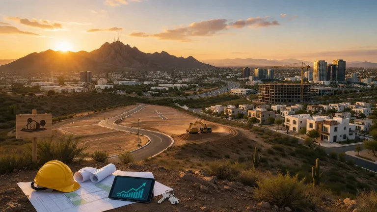 Crecimiento inmobiliario en Hermosillo con desarrollo urbano, construcción de viviendas y expansión de la ciudad en zona desértica