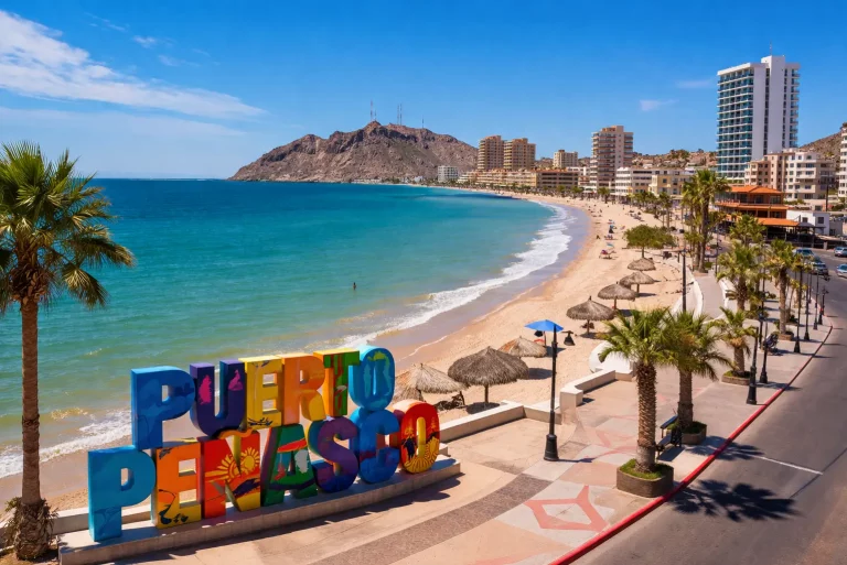 Invertir en Puerto Peñasco frente al mar con vista panorámica de playas, edificios y malecón turístico