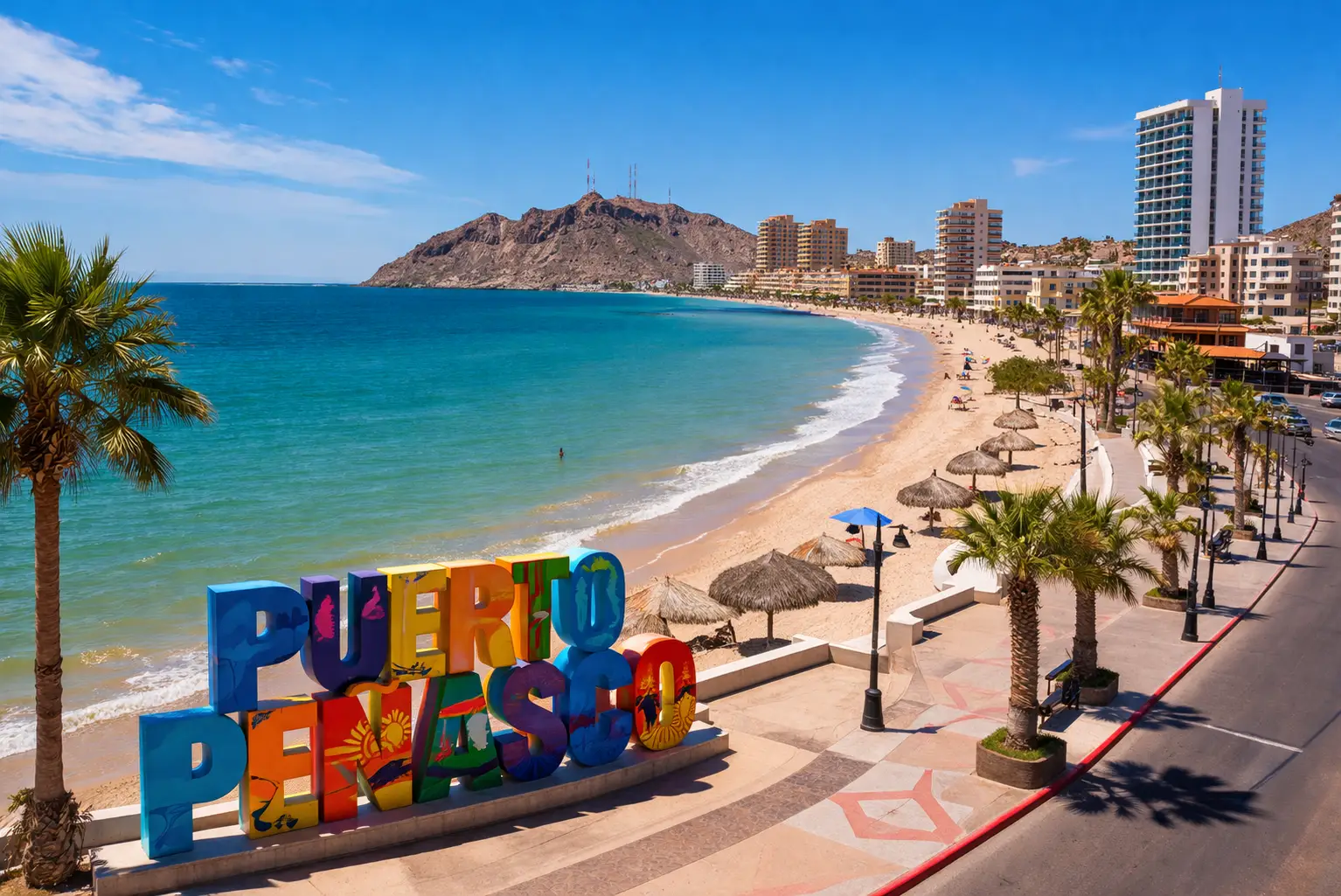 Invertir en Puerto Peñasco frente al mar con vista panorámica de playas, edificios y malecón turístico